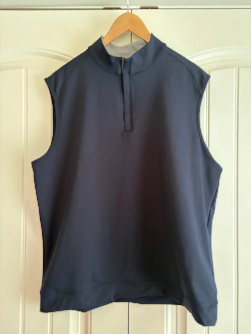 Roundtree & Yourke Performance Men's Quarter Zip Sleeveless Pullover Blue Sz L